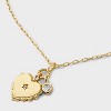 14K Gold Dipped Cubic Zirconia Vintage Heart Pendant Necklace - A New Day™ Gold - 4 of 4