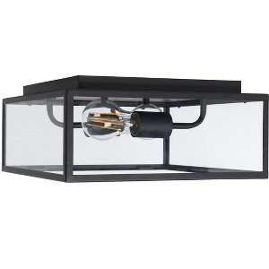 Rinnah 12" Outdoor Flush Mount - PLT7034 - Black - Safavieh - 1 of 3