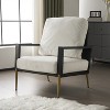 TiramisuBest Modern White Upholstered Accent Chair with Gold Legs, Wide Armrest, Pillow Back & Rubberwood Frame for Living Room or Balcony - 4 of 4