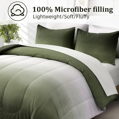 Der Rose BALHAM TRADE-7 Pieces King Comforter Set All Season Lightweight Gradient Dark Green Down Bedding Blue-Queen 90"x90" — фото 6