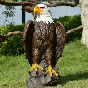 SEVOBAL Eagle Exhibition Garden Sculpture Bald Eagle Garden Statue Hand Drawn Lawn Courtyard Outdoor Decoration Federal Indepe, Brown, 13"*12.4"*24.4" - 1 of 4