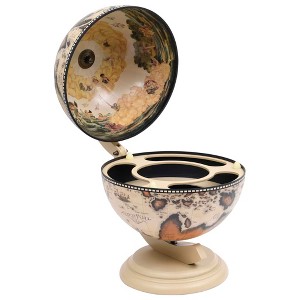 vidaXL Tabletop Globe Bar Wine Stand Eucalyptus Wood White - 1 of 4