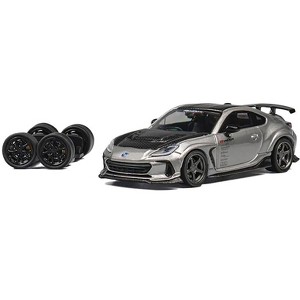 Subaru BRZ Varis Arising-1 RHD Gray Metallic with Carbon Hood and Top and Extra Wheels 1/64 Diecast Model Car by CM Model - 1 of 4