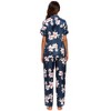 cheibear Women's Printed Short Sleeve Button Down Sleepwear with Pants Pajama Set - 4 of 4