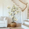 Faux Southern Magnolia Plant Yellow Flowered Magnolia, Artificial Magnolia Tree Inc. Realist Touch Flowers Vivid Leaves White Pot Dry Moss - 4 of 4