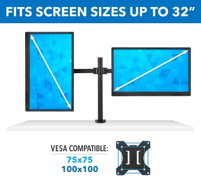 ErgoFlex Black Steel Dual Monitor Desk Mount, Full-Motion 19"-32"