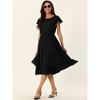 Seta T Women's Summer Casual Flutter Short Sleeve Crew Neck Ruffle Hem Midi Dress with Pockets - 3 of 4