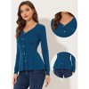 Allegra K Women's Slim Fit V-Neck Long Sleeve Ribbed Pullover Knitted Peplum Sweater - 2 of 4