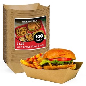 Stock Your Home Extra Large Disposable Brown Kraft Paper Food Trays (100 Pack) - 1 of 3