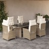 vidaXL 7 Piece Patio Dining Set with Cushions Beige and Cream Poly Rattan - Without Footrest 6 Items - 2 of 4
