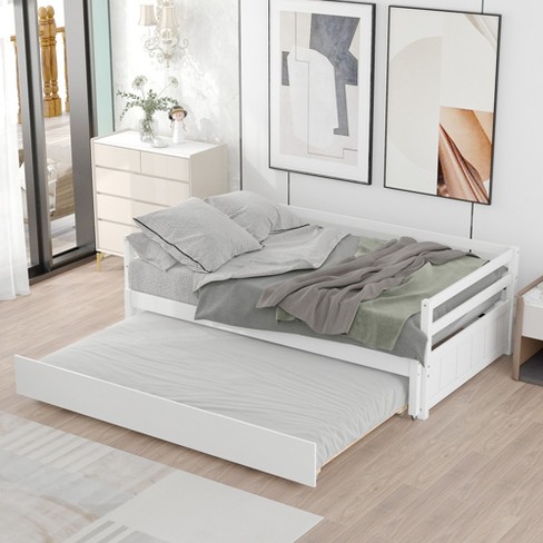 Twin Size Murphy Bed Wall Bed With Cabinet, White+walnut-modernluxe : Target