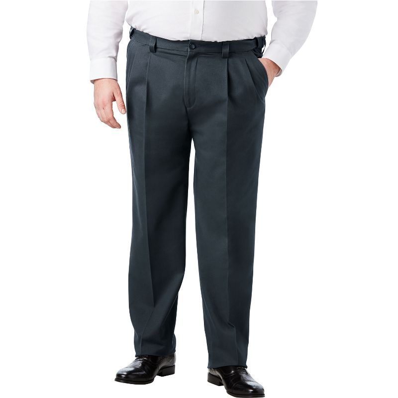 KingSize Men's Big & Tall Classic Fit Wrinkle-Free Expandable Waist Pleat Front Pants, 1 of 2