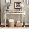 TiramisuBest 48" Vintage Mirror Console Table,Oak & Silver Wood Grain Carved Entryway Sofa Table for Living Room, Elegant Design,Oak+Silver - 2 of 4