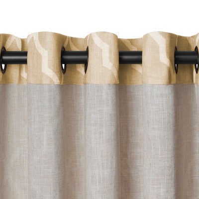 Toasted Wheat Geometric Room-Darkening Grommet Curtain Panel
