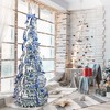 7FT Snow Flocked Pre-lit Artificial Pop Up Christmas Tree with 200 Warm Lights and Blue & Silver Ornaments for Home Holiday Decor - 4 of 4