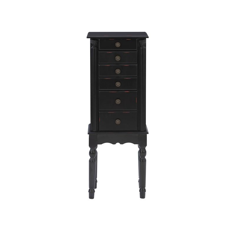 Aria Traditional Wood 6 Lined Drawer Jewelry Armoire Black - Powell, 5 of 16