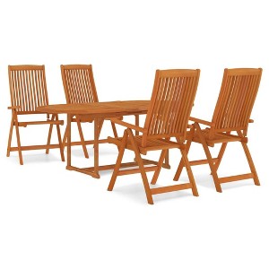 vidaXL Patio Dining Set Outdoor Extendable Table and Chair Solid Eucalyptus Wood - 1 of 4