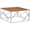vidaXL Coffee Table Silver, Natural Wood Stainless Steel, Solid Acacia Wood - 2 of 4