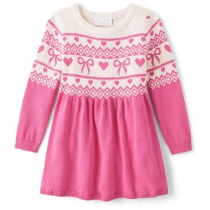 The Children's Place Baby Girls Valentine's Day Long Sleeve Heart Sweater Dress - 1 of 4