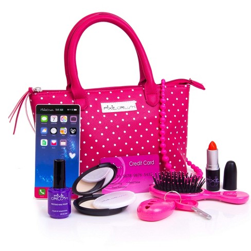 PixieCrush Pretend Play Makeup Set for Toddlers. Designer Girls Beauty  Basics 12 Piece Polka Dot Handbag Set Ages 3, 4, 5, 6, 7, 8, 9, 10 | Comes  in