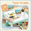 Lirago Kids Wood Table and 4 Chairs Set with Easy Wipe Tabletop Adjustable Height Children Activity Table Toddler Furniture Set with Storage Green - 2 of 4