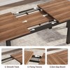 5-Piece Dining Table Set for 4-8 People 63'' Extendable Kitchen Table Set With 2 Benches and 2 Square Stools, Walnut Dining Room Table Set - 2 of 4