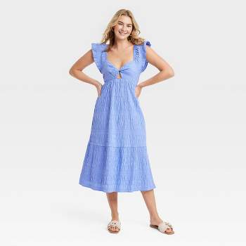Women's Flutter Short Sleeve Midi A-Line Dress - Universal Thread™