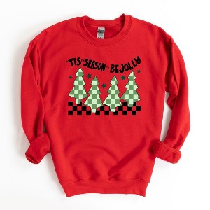 Simply Sage Market Women's Graphic Sweatshirt Be Jolly Checkered Tree - 1 of 3