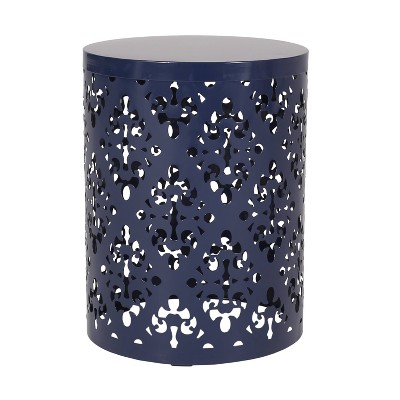 Mathena Outdoor Round Iron Side Table Navy - Christopher Knight Home
