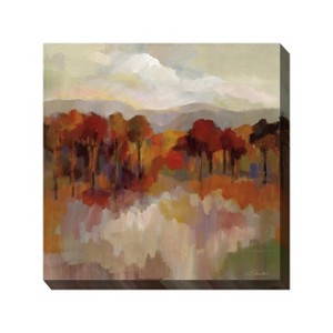 Cottage Garden West of The Wind Forest in Fall Red, Orange, Green 24 x 24 Inch Waterproof Gallery Wrapped Canvas, Outdoor Garden, Yard, Patio All - 1 of 2