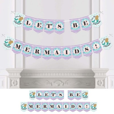 Big Dot of Happiness Let's Be Mermaids - Baby Shower or Birthday Party Bunting Banner - Party Decorations - Let's Be Mermaids