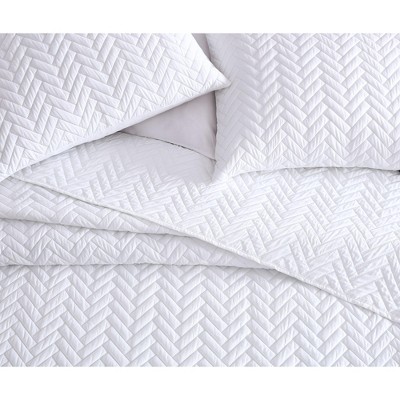 Kate Aurora Basic Bedding Herringbone Plush 3 Piece Quilt & Pillow Shams Set , White - Queen — фото 5