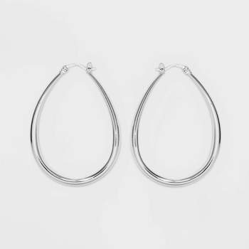 Sterling Silver Teardrop Hoop Earrings - A New Day™ Silver
