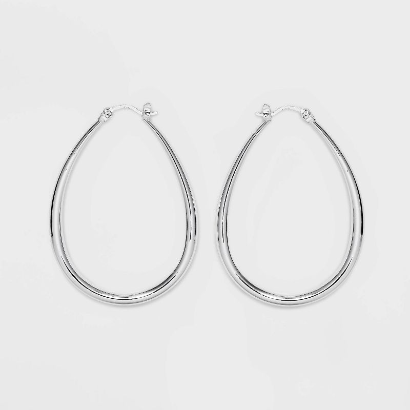 Sterling Silver Teardrop Hoop Earrings - A New Day&#8482; Silver, 1 of 5