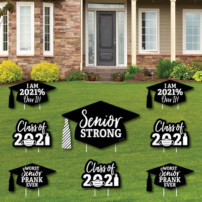 Big Dot of Happiness Senior Strong - Yard Sign and Outdoor Lawn Decorations - Class of 2021 Graduation Yard Signs - Set of 8