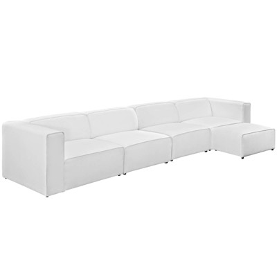 5pc Mingle Upholstered Fabric Right Facing Sectional Sofa Set White - Modway