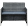 vidaXL Patio Furniture Set 4 Piece Sofa Set with Coffee Table Poly Rattan - Gray - 3 of 4
