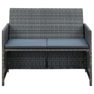 vidaXL Patio Sofa - 2-Seater, Outdoor Furniture with Cushions, Weather-Resistant & Lightweight, Durable Poly Rattan, Gray - 1 of 4