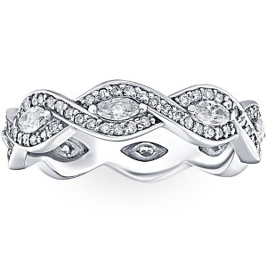 Pompeii3 3/4ct Marquise & Diamond Stackable Infinity Eternity Ring 14K White Gold - 1 of 4