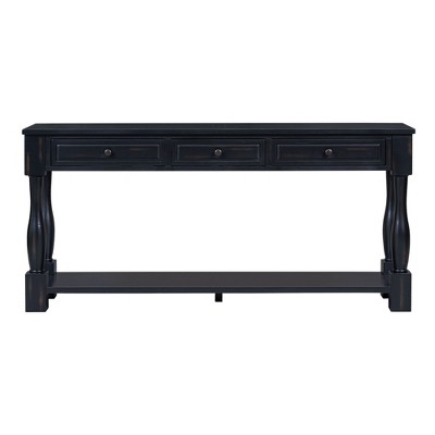 NicBex 63"Console Table with 3 Drawers and Open Shelf Narrow Long Sofa Table behind Couch Suitable for Entryway,Hallway,Living Room