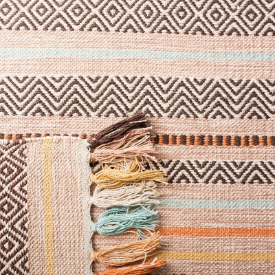 Beige and Multi Cotton Wool Flat Woven Area Rug