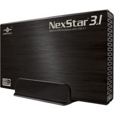 Vantec NexStar 3.1 NST-370A31-BK Drive Enclosure Serial ATA/600 - USB 3.1 Host Interface External - Black - 1 x 3.5" Bay - Aluminum, Plastic