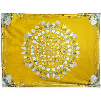 Juvale Yellow Bohemian Mandala Wall Hanging Decor, Floral Tapestries Wall Decor 59"x80"