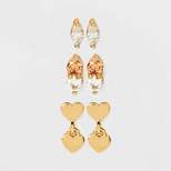 14K Gold Plated Cubic Zirconia Heart Stud Earrings - A New Day™ Gold