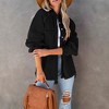 Women's Long Sleeve Oversized Denim Jacket Casual Fall Button Down Frayed Hem Lapel Loose Fit Shirts Coat With Pocket - 2 of 2