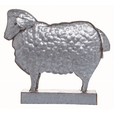 Transpac Metal 16 in. Silver Spring Sheep Decor, Tabletop Mantel Home Decorations