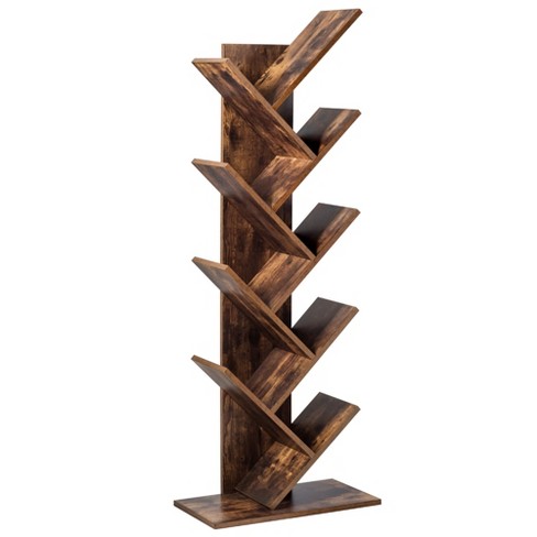 4-Tier Small Book Shelf Organizer Floor Standing Bookcase, Wood