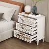 Famapy White 3 Drawers Mirrored Paint Nightstand Modern Bedside Table - 2 of 4