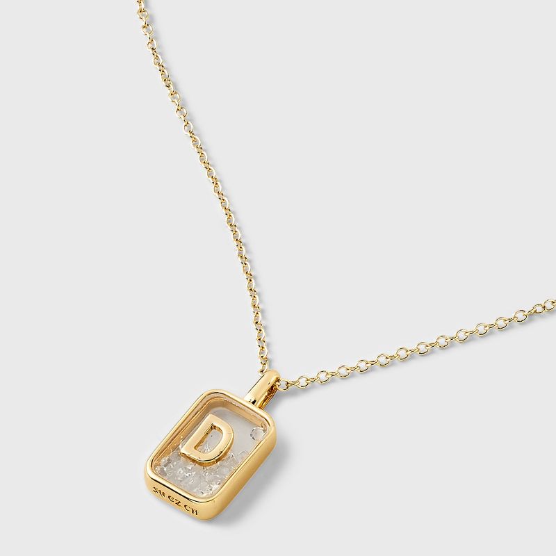 14k Gold Dipped Cubic Zirconia Pierced Initial Shaker Necklace - A New Day™ Gold, 5 of 6