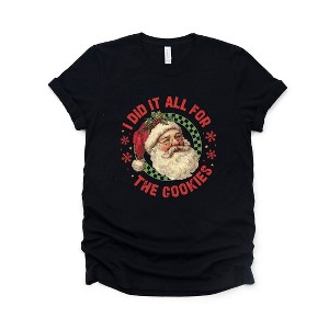 Simply Sage Market Women's Did It For The Cookies Santa Short Sleeve Graphic Tee - 1 of 4